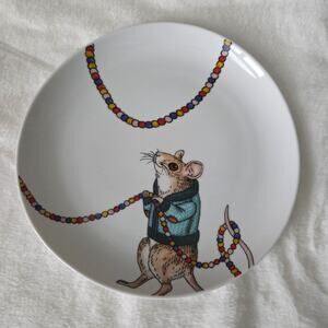 West Elm Rachel Kozlowski Dapper Animal Salad Plate Holiday Christmas Mouse